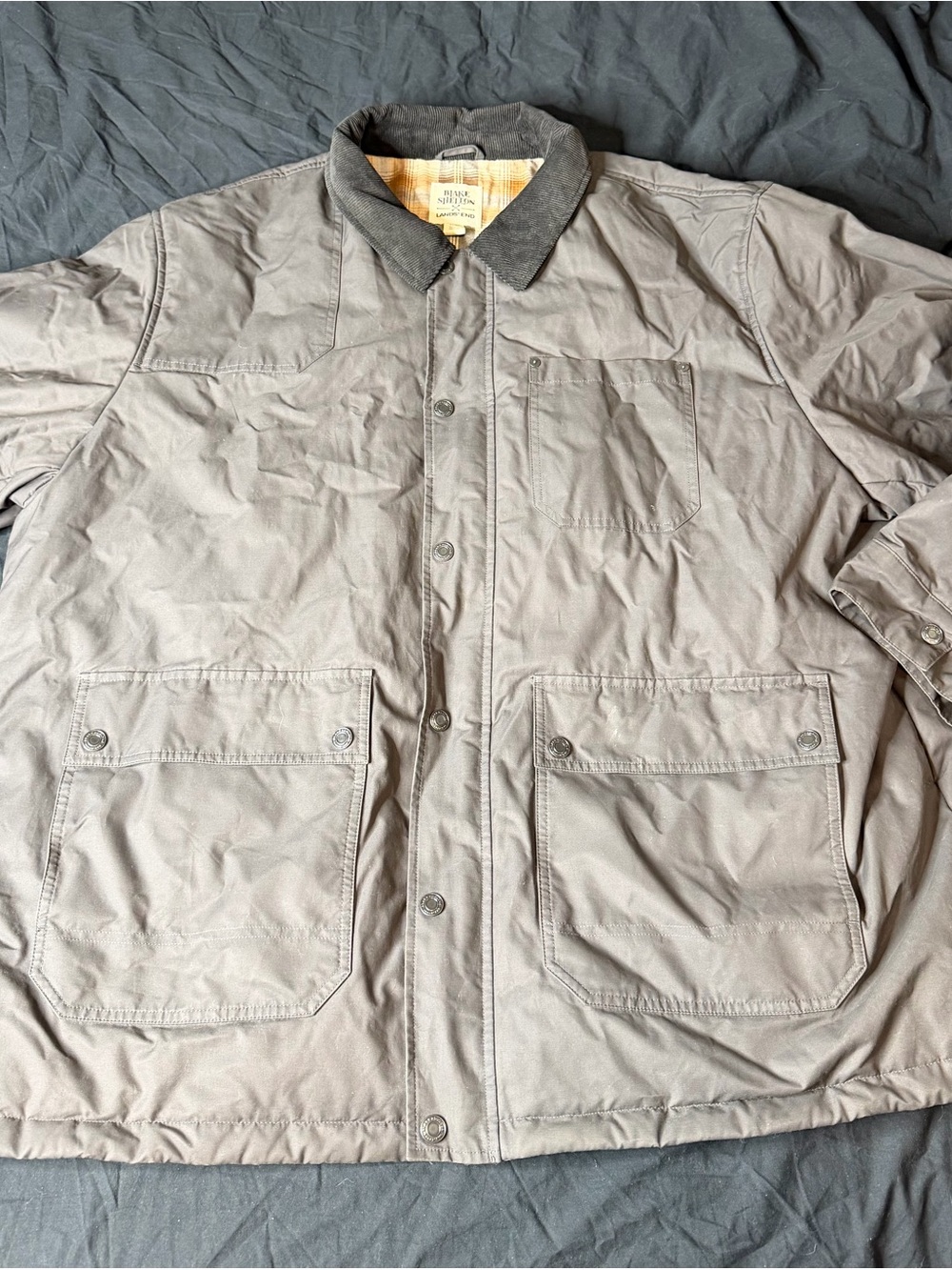 Blake Shelton Lands Ends Flannel Lined Jacket 3XL Gray